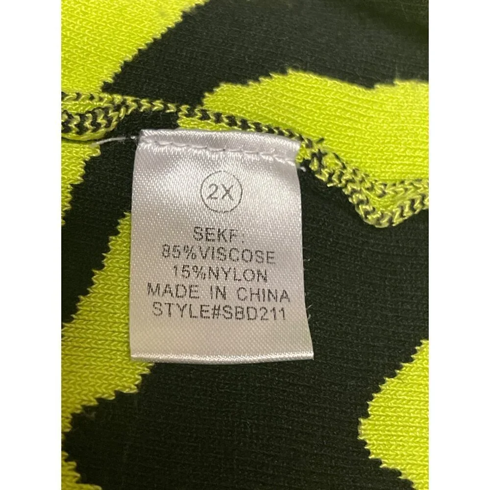 Fashion Nova Women's Wild Thing Lime Black Sweater Dress Knit Size 2X - Picture 9 of 10